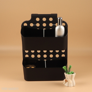China products black plastic bathroom hanging storage basket bathroom shelves