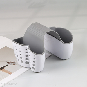 Low price double slot kitchen sink drain basket soap sponge holder