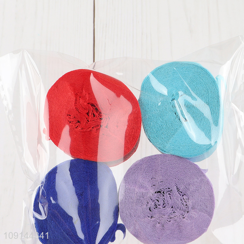 Factory price multicolor 4pcs stretch crepe paper for party supplies
