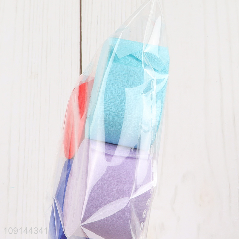 Factory price multicolor 4pcs stretch crepe paper for party supplies