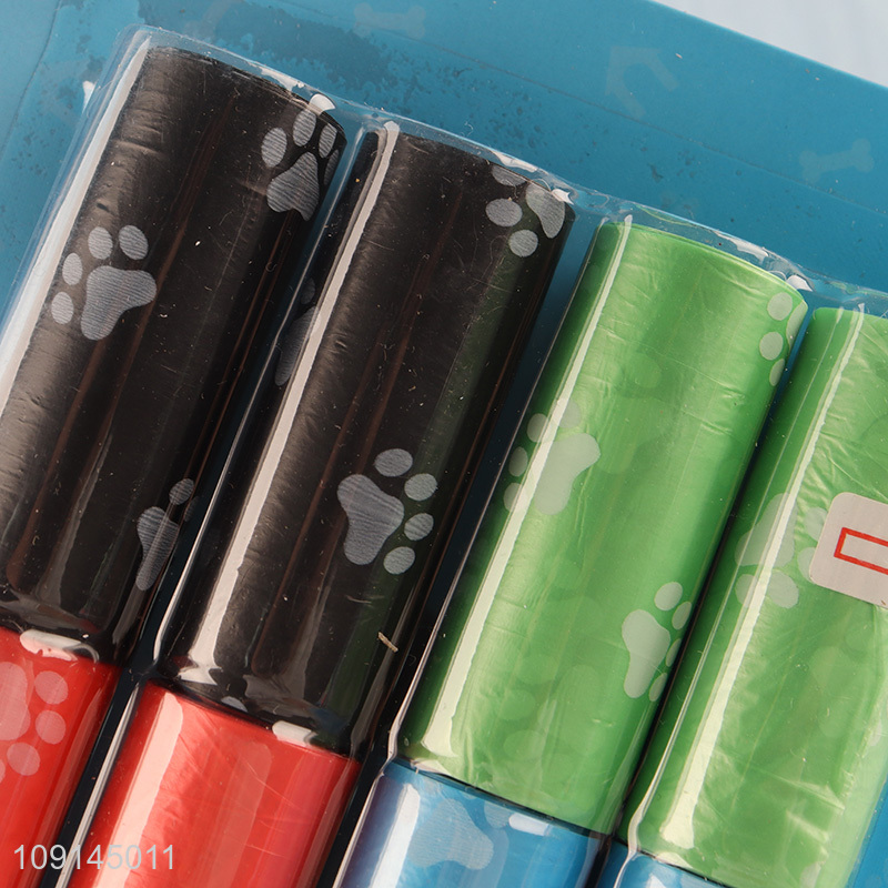 Factory Supply 8 Rolls Dog Poop Bags Sturdy Disposable Dog Waste Bags