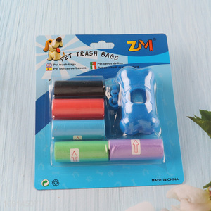 New Product 6 Rolls Dog Poop Bags and Bone Shape Poop Bag Dispenser Set