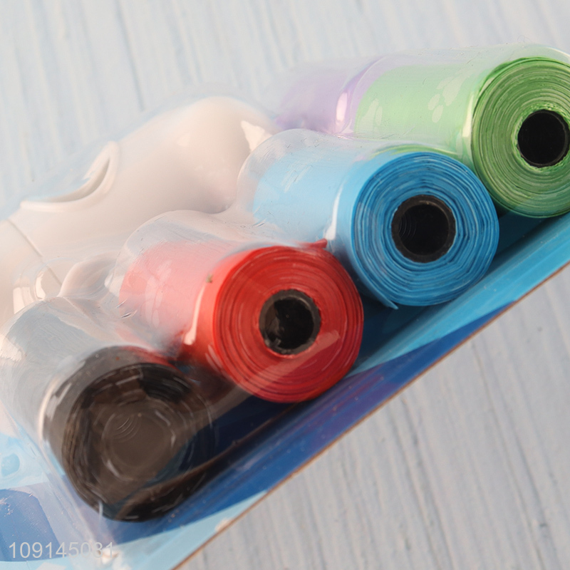 Good Quality 6 Rolls Disposable Dog Poop Bags with Bone Shaped Dispenser