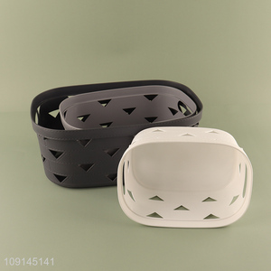 Wholesale Multi-Function Plastic Storage Basket with Handles for Shelves