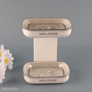 New Arrival 2-Tier Wall Mounted Plastic Soap Holder for Bathroom