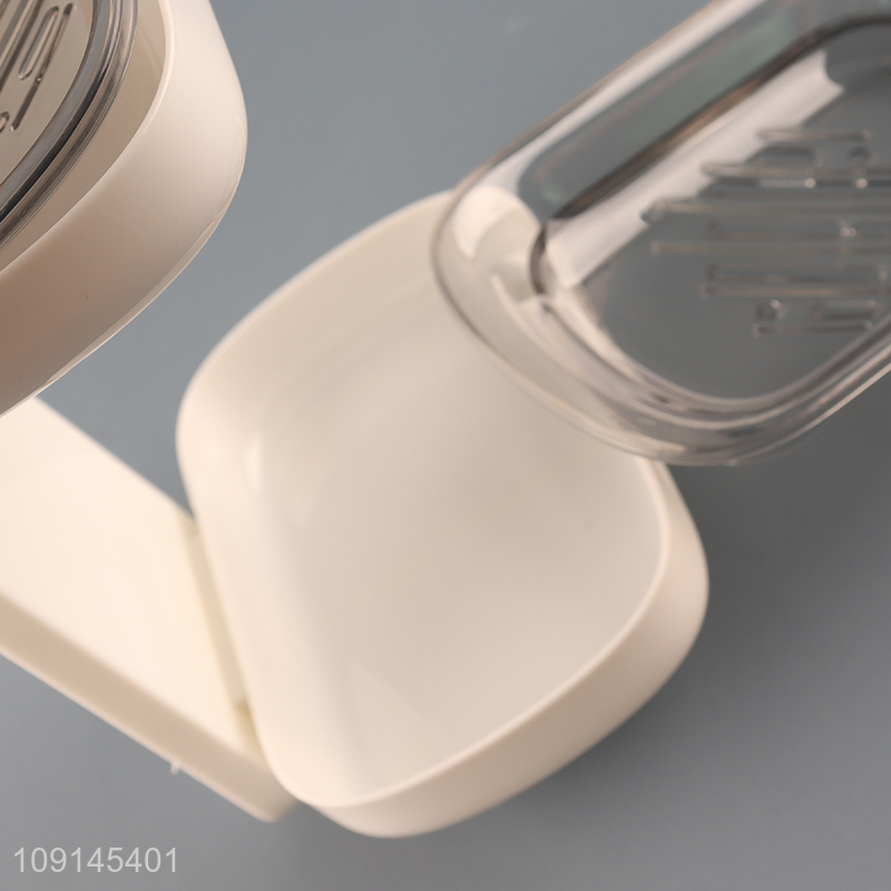 New Arrival 2-Tier Wall Mounted Plastic Soap Holder for Bathroom