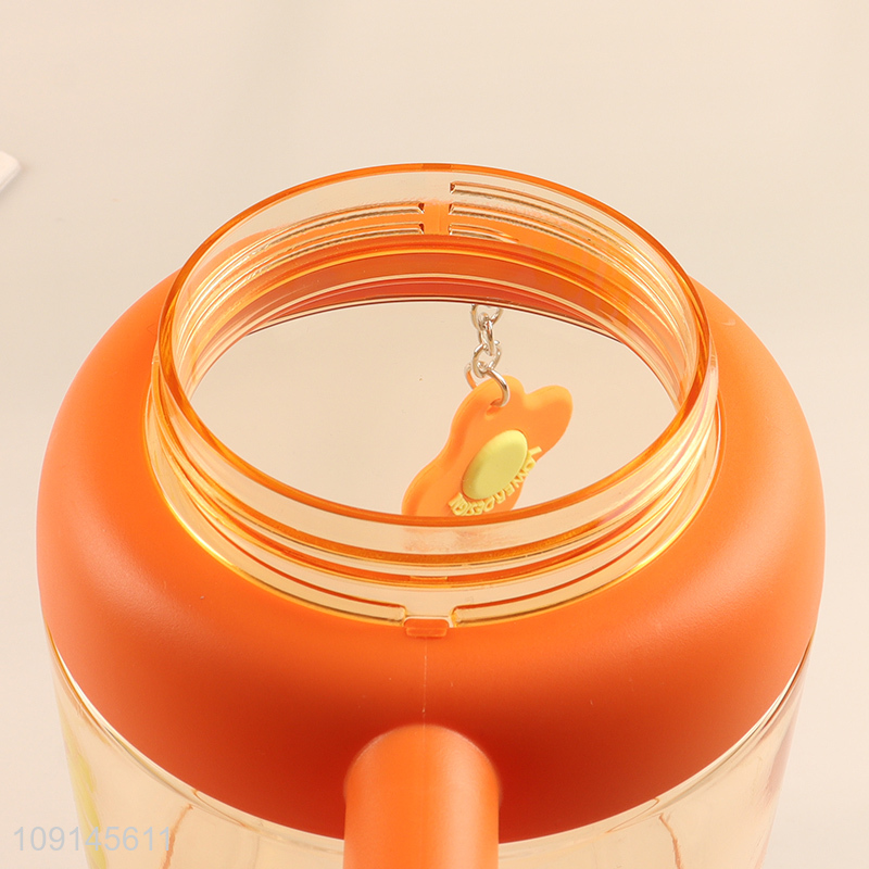 Top products cartoon plastic straw water bottle drinking bottle with handle