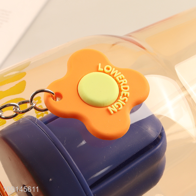 Top products cartoon plastic straw water bottle drinking bottle with handle