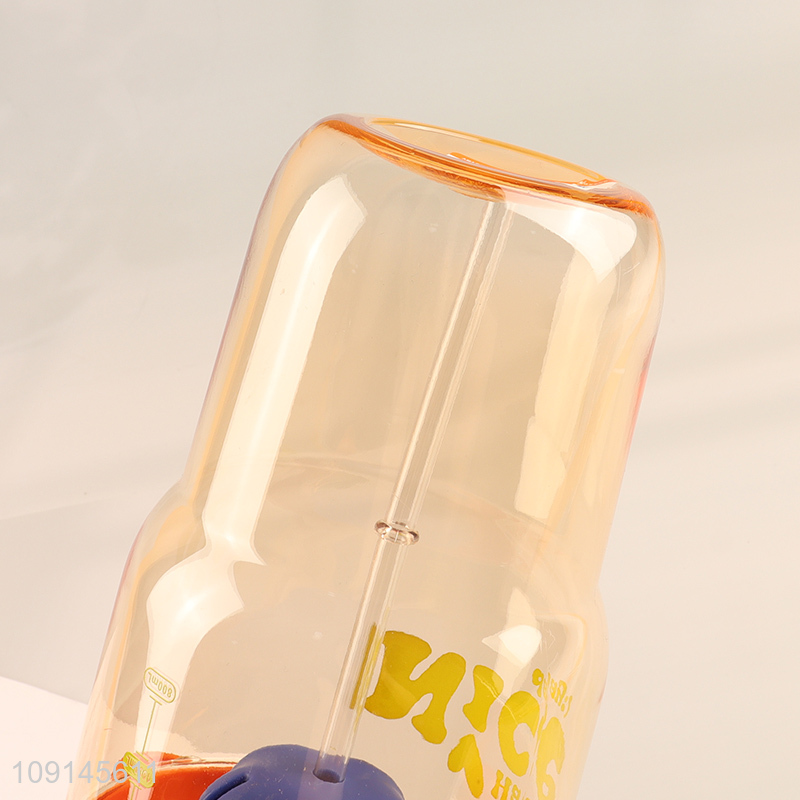 Top products cartoon plastic straw water bottle drinking bottle with handle
