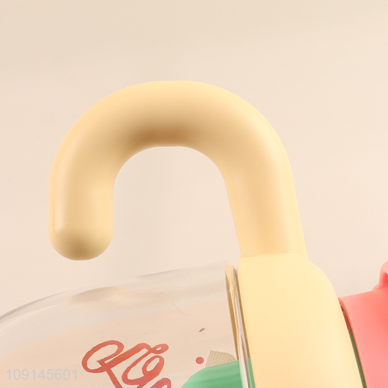 Popular products cute plastic water bottle with handle&straw