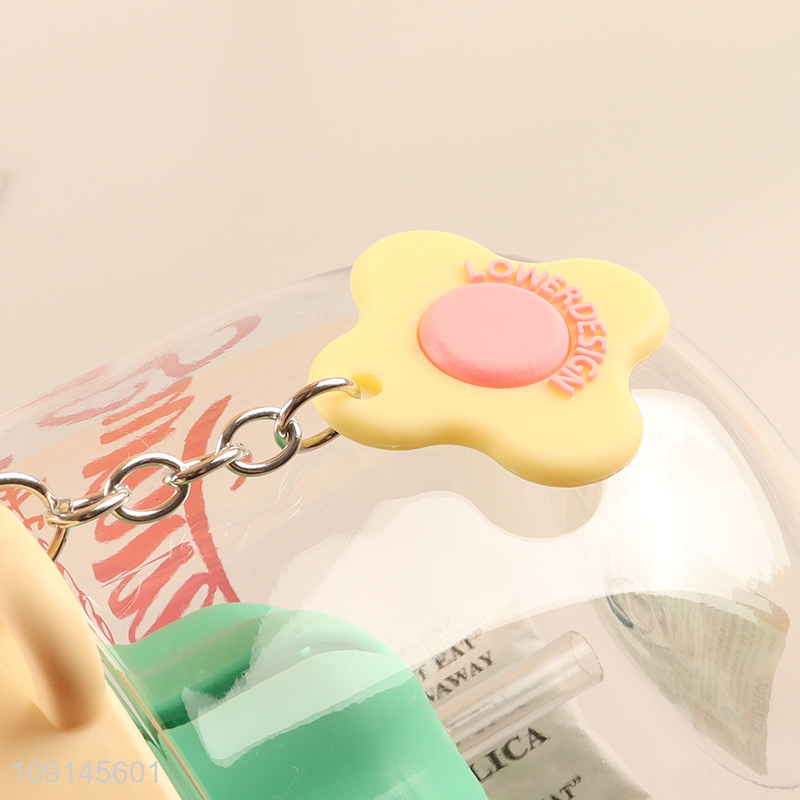 Popular products cute plastic water bottle with handle&straw