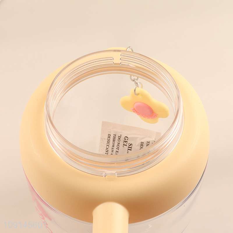 Popular products cute plastic water bottle with handle&straw