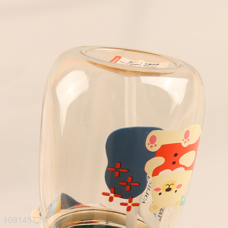 Factory price cartoon bear shape straw cup kids water bottle