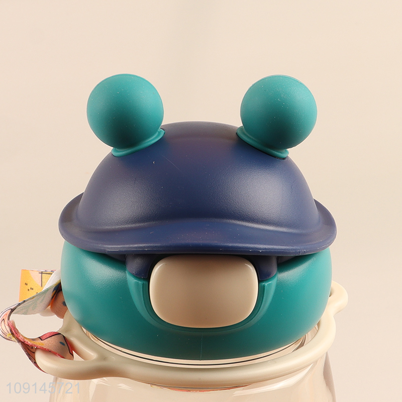 Factory price cartoon bear shape straw cup kids water bottle