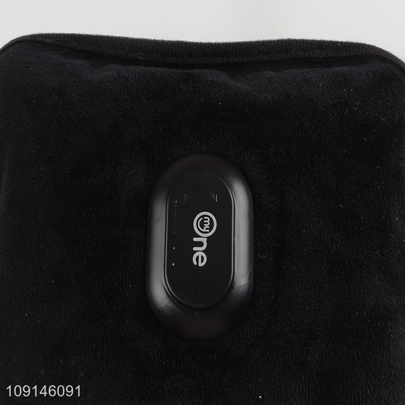 Good selling black winter plush rechargable electric hot water bag with VDE europe plug
