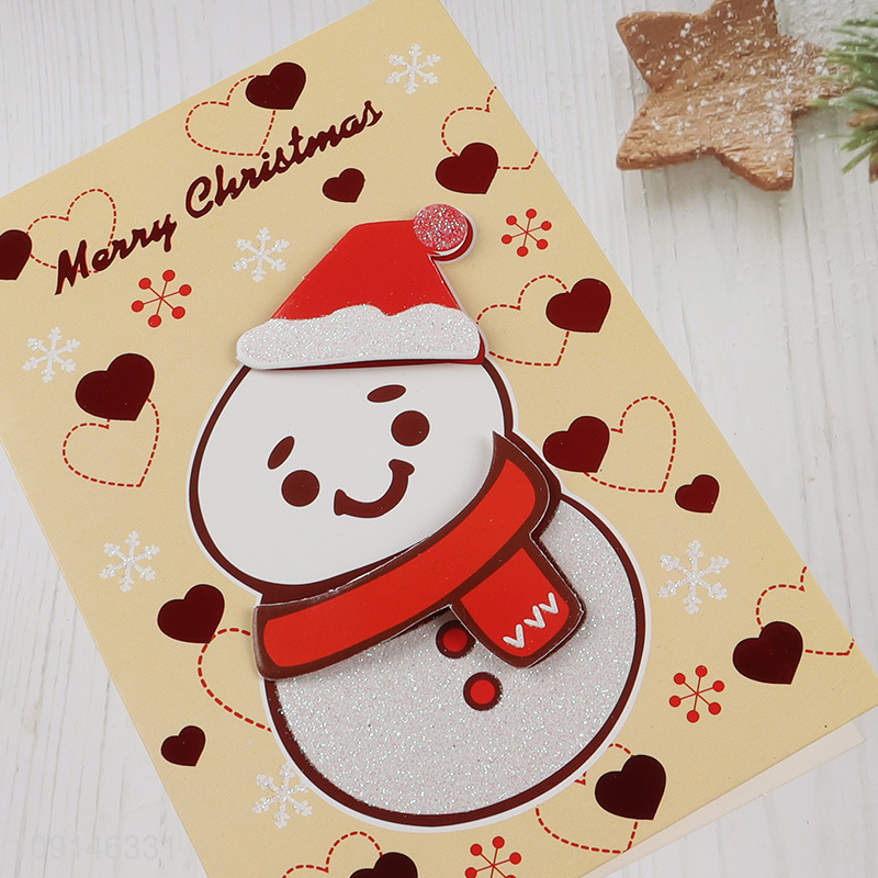Good selling cartoon snowman merry christmas greeting cards