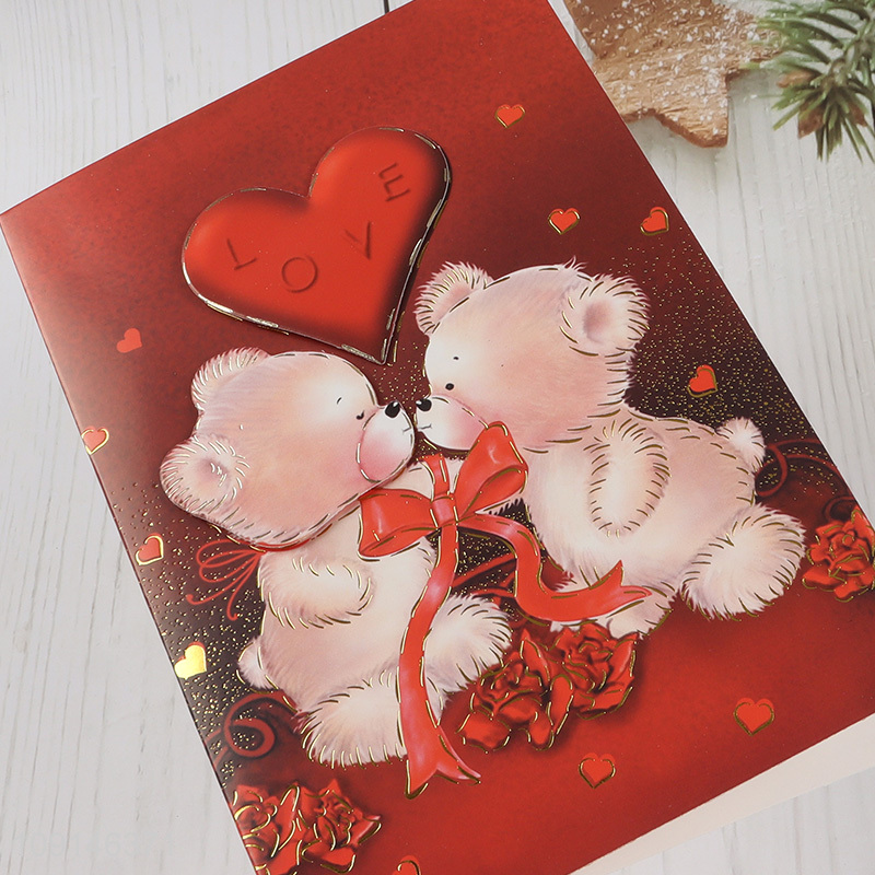 Top sale cartoon bear paper Valentine's Day greeting card
