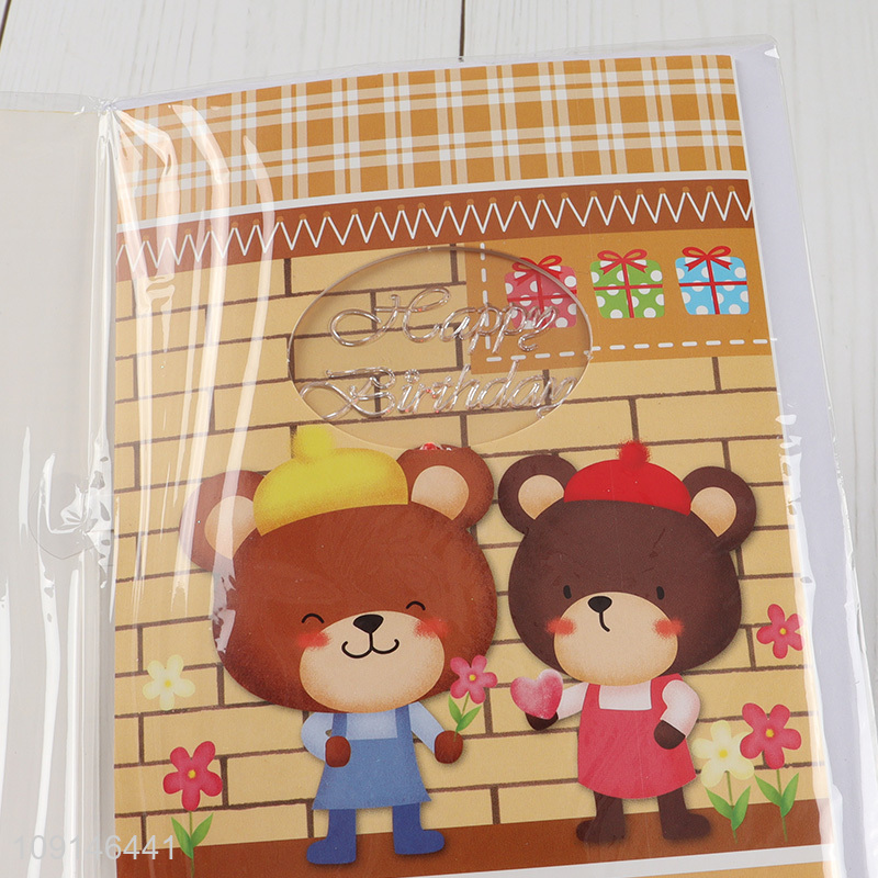 Latest products cartoon bear happy birthday diy music greeting cards