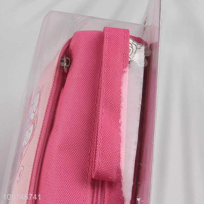 Hot items pink cartoon girls students stationery pencil case with zipper