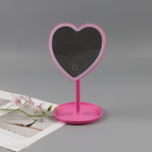 Factory price heart shape cosmetic mirror vanity mirror table mirror with led light