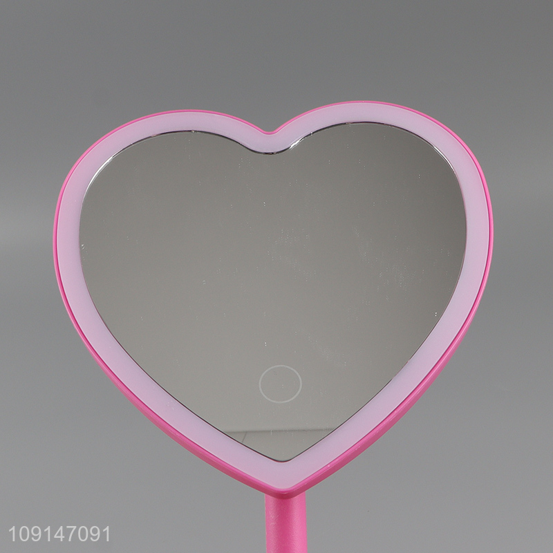 Factory price heart shape cosmetic mirror vanity mirror table mirror with led light