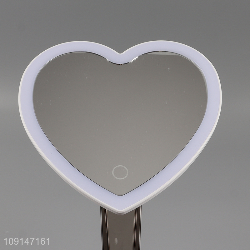 New arrival heart shape led cosmetic mirror vanity mirror with storage box