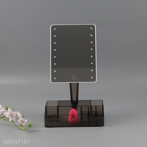Top quality rectangle led light cosmetic mirror vanity mirror with storage box