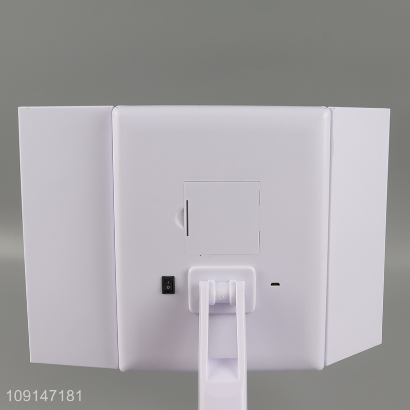 High quality folding led light up cosmetic mirror vanity mirror with storage box