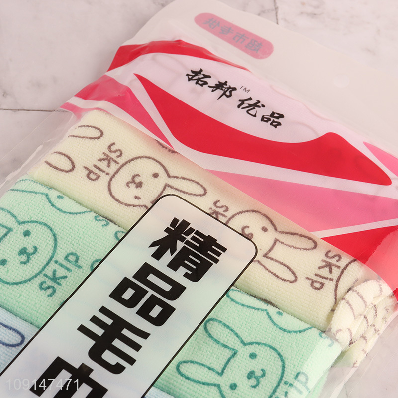 Wholesale 5PCS Cartoon Rabbit Printed Microfiber Towels for Wet and Dry Use