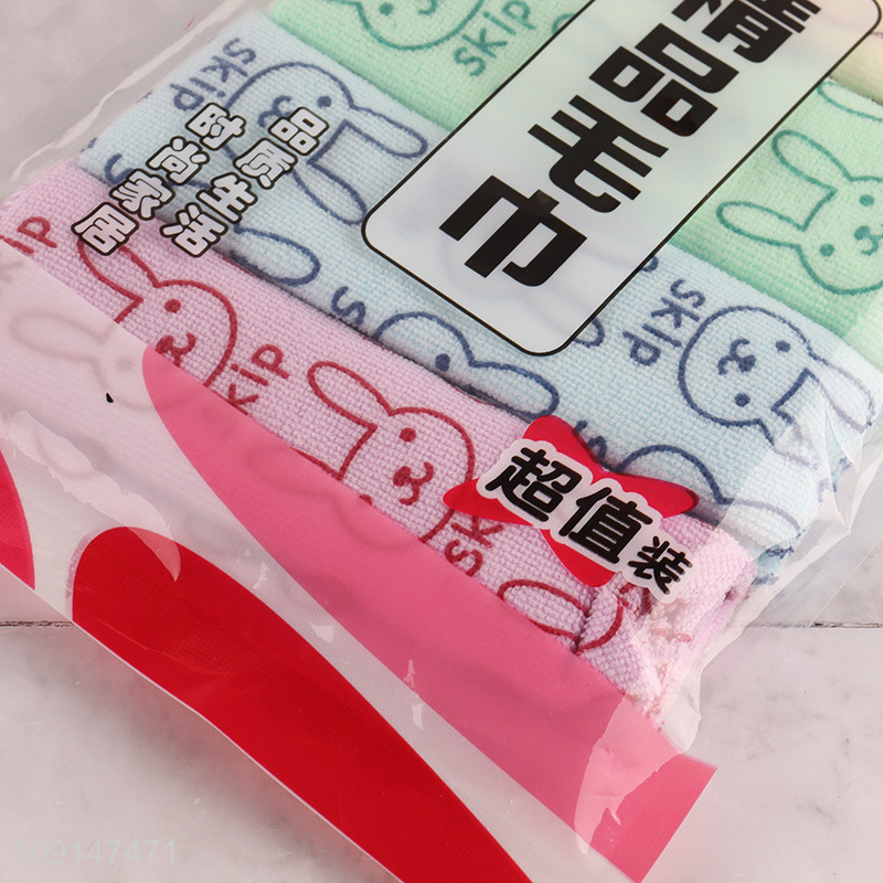 Wholesale 5PCS Cartoon Rabbit Printed Microfiber Towels for Wet and Dry Use