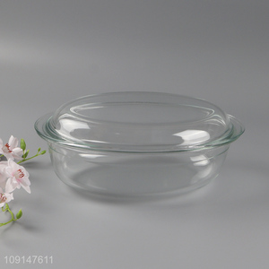 Top selling clear glass heat-resistant soup bowl salad bowl with lid