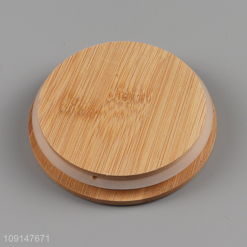 Factory price clear glass sealed storage jar with bamboo lid