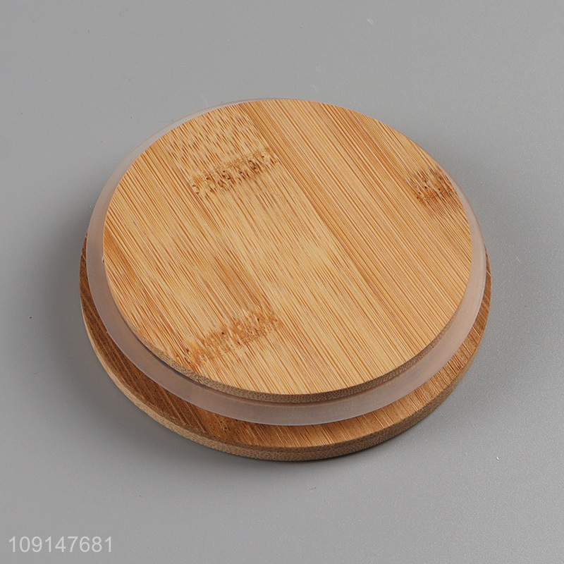 Factory supply round clear glass sealed storage jar with bamboo lid