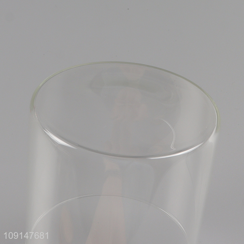 Factory supply round clear glass sealed storage jar with bamboo lid