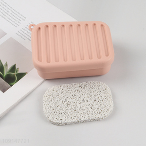 Most popular rectangle bathroom silicone soap box with lid