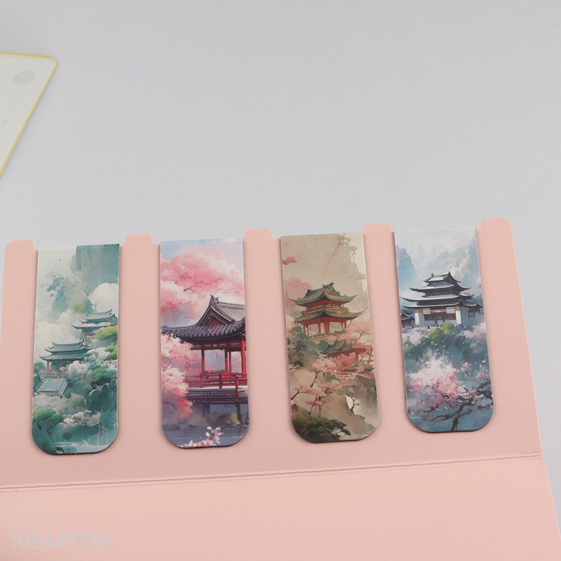 Most popular 4pcs students folding magnetic bookmark for gifts