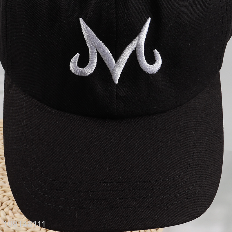 China products black fashionable embroidery peaked cap for men women