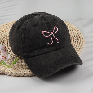 Low price black embroidery fashion cotton peaked cap for sale