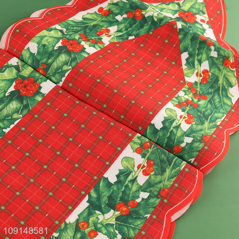 New Product Christmas Table Runner Polyester Fabric Table Runner with Tassels