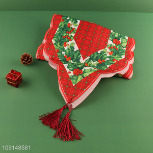 New Product Christmas Table Runner Polyester Fabric Table Runner with Tassels
