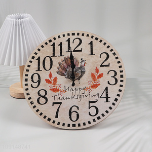 Hot products round happy thanksgiving series wall clock for sale