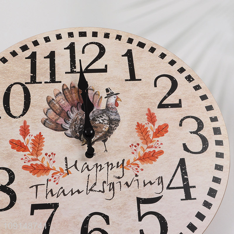 Hot products round happy thanksgiving series wall clock for sale