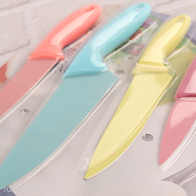 Wholesale 3 Pieces Colorful Stainless Steel Kitchen Knife Set for Non-Stick Slicing