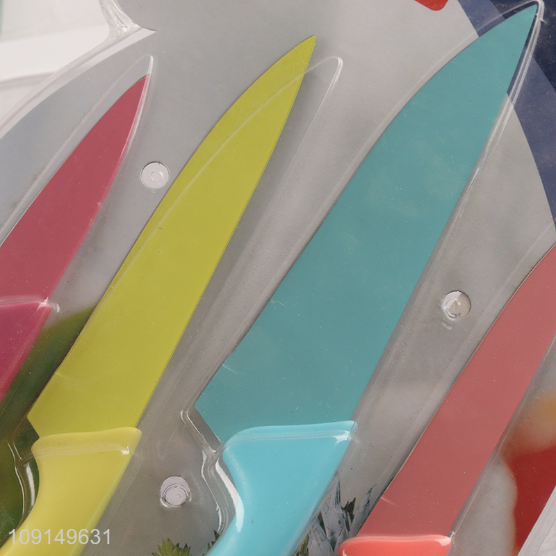Wholesale 3 Pieces Colorful Stainless Steel Kitchen Knife Set for Non-Stick Slicing