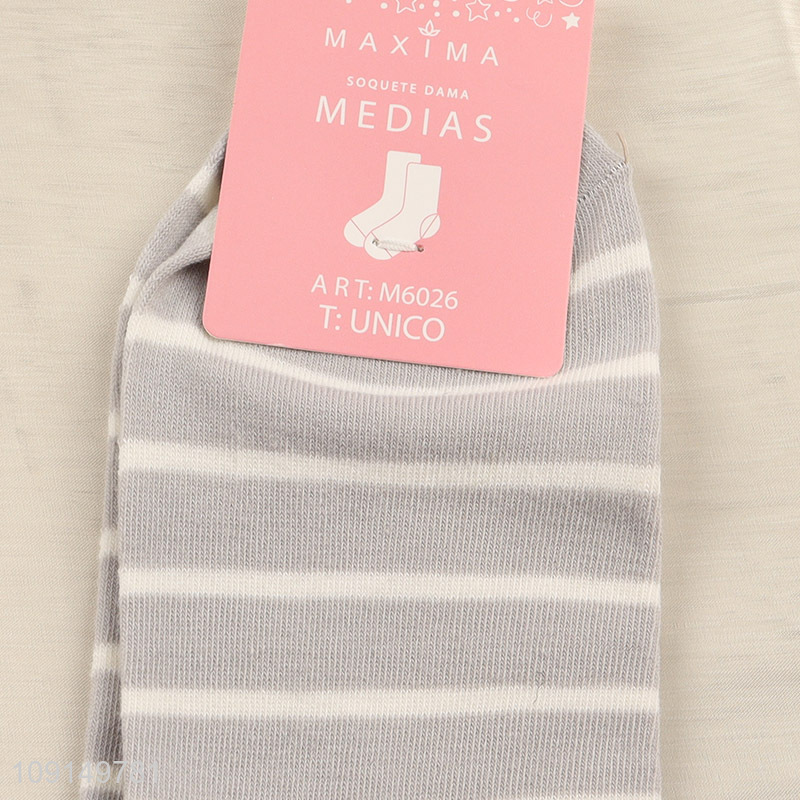 China factory breathable cotton women socks casual striped pattern socks