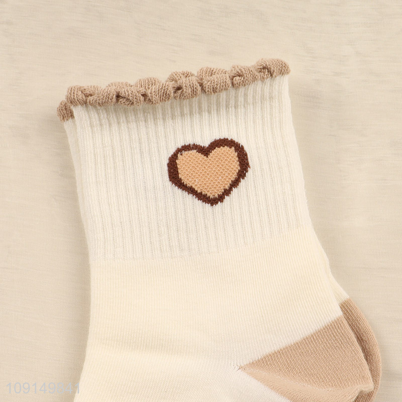 Good quality heart pattern girls princess ruffle socks for sale