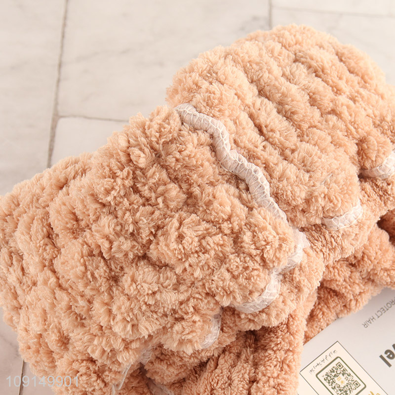 China Imports Coral Fleece Hair Towel Ultra Absorbent Hair Towel Wrap