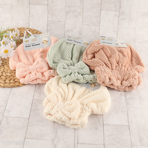 China Imports Coral Fleece Hair Towel Ultra Absorbent Hair Towel Wrap
