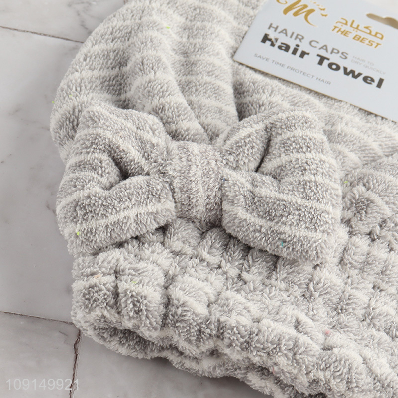 Factory Supply Super Absorbent Coral Fleece Hair Towel Wrap for Long Hair