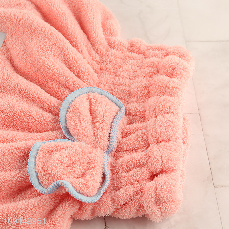 Factory Price Coral Fleece Super Absorbent Hair Towel Wrap for Women